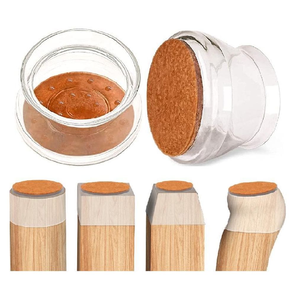 Kit 32 Capas Transparente Com Feltro Pé Cadeira E Outros