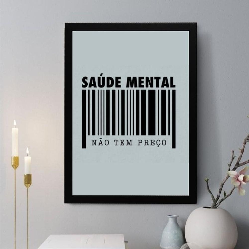 Quadro Decorativo Saúde Mental Não Tem Preço 33X24Cm - Vidro
