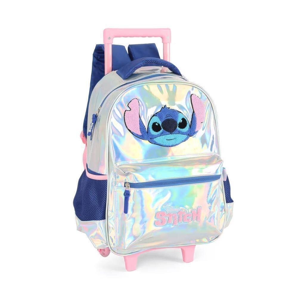 Mochila Escolar De Rodinhas Escolar Stitch Prata - Luxcel