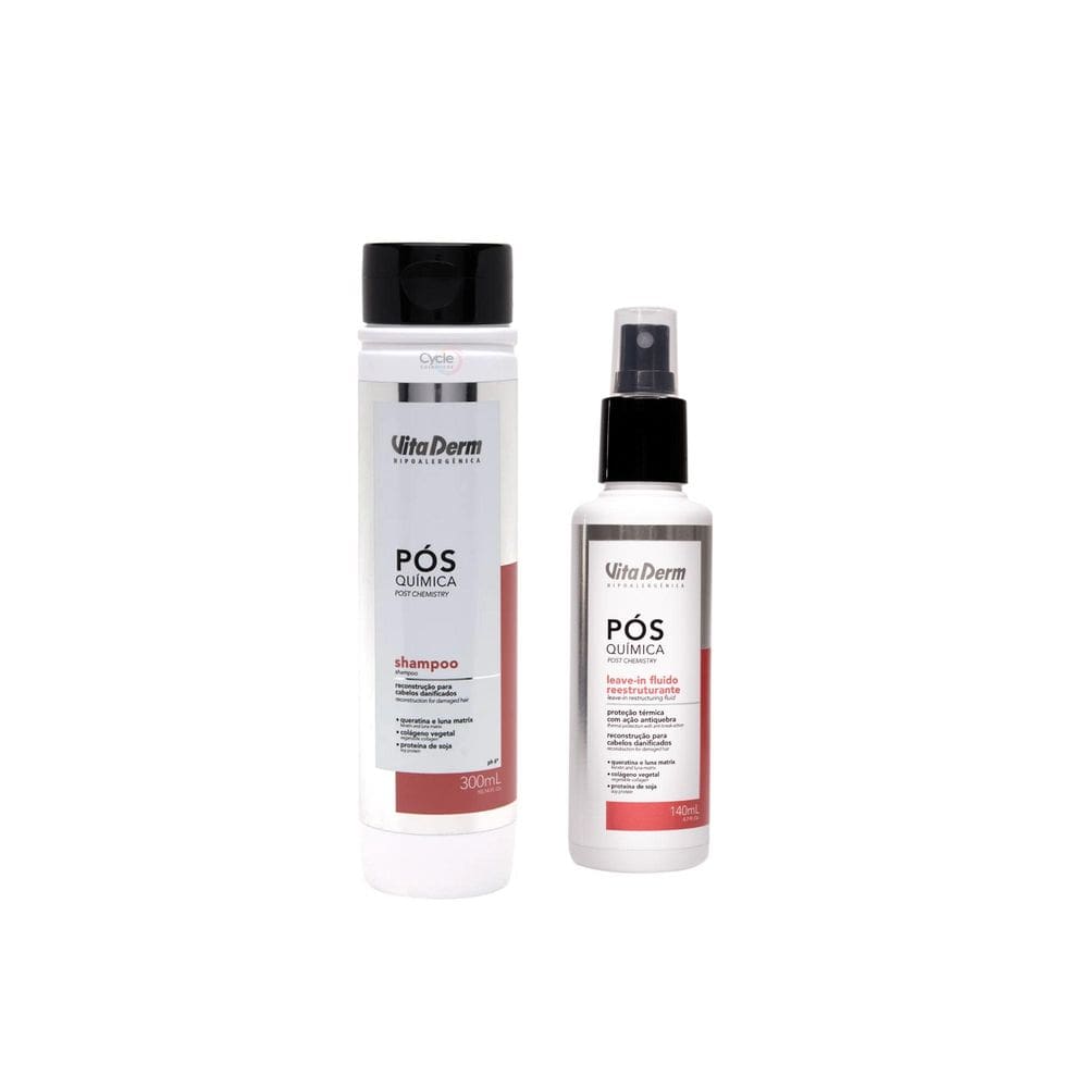 Kit 1 Shampoo Pós Quimica + 1 Leave In Pós Quimica Vita Derm