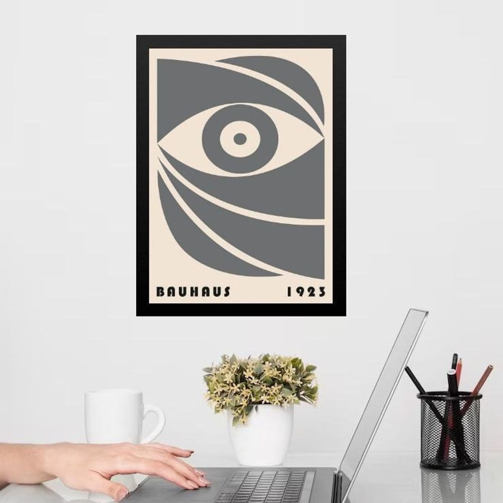 Quadro Bauhaus Cinza - Bauhaus Eye 33X24Cm - Com Vidro