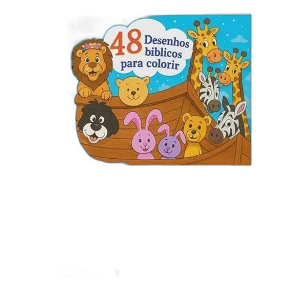 Kit Desenhos Bíblicos Para Colorir + Canetas 12 Cores