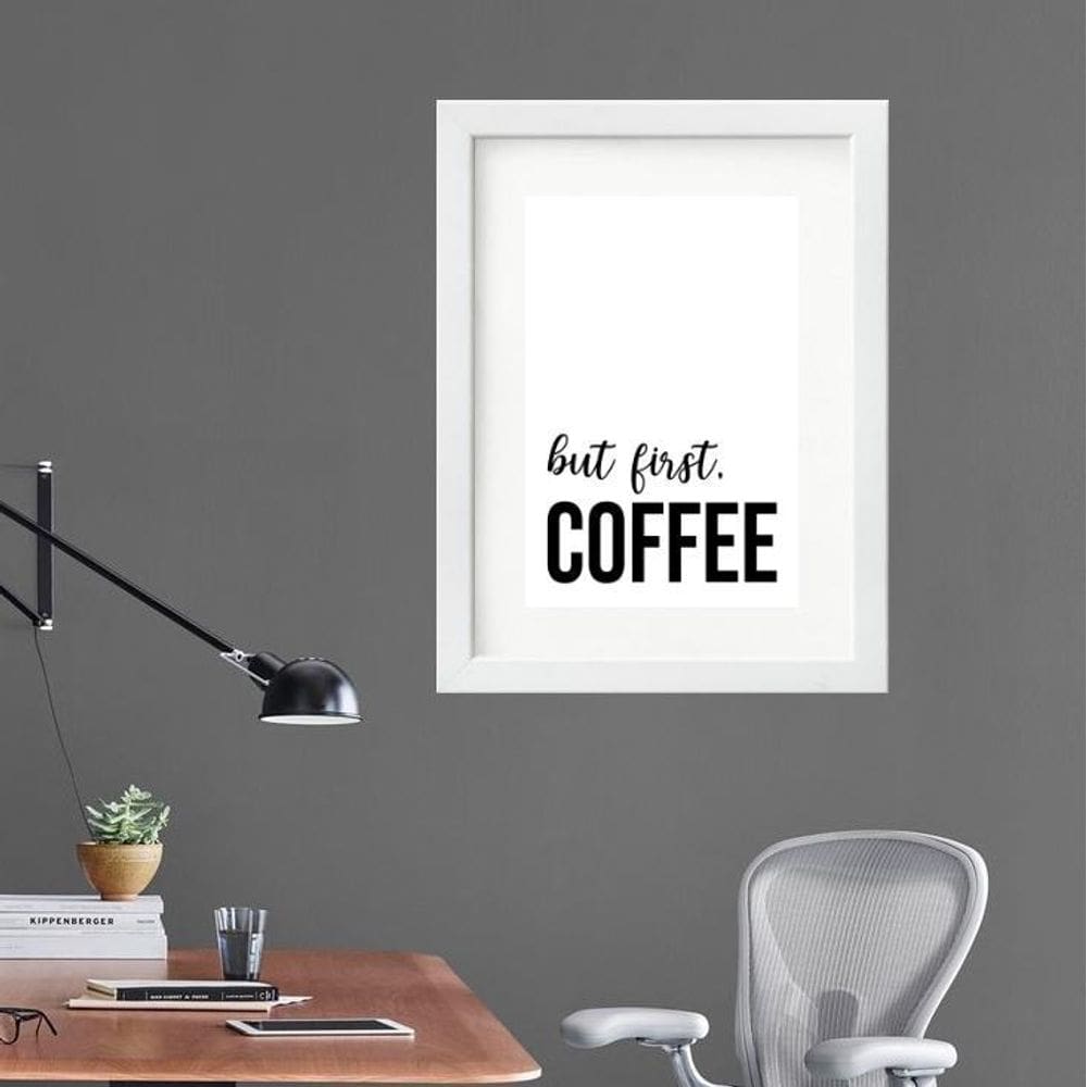 Quadro Minimalista But First Coffee - 60X48Cm