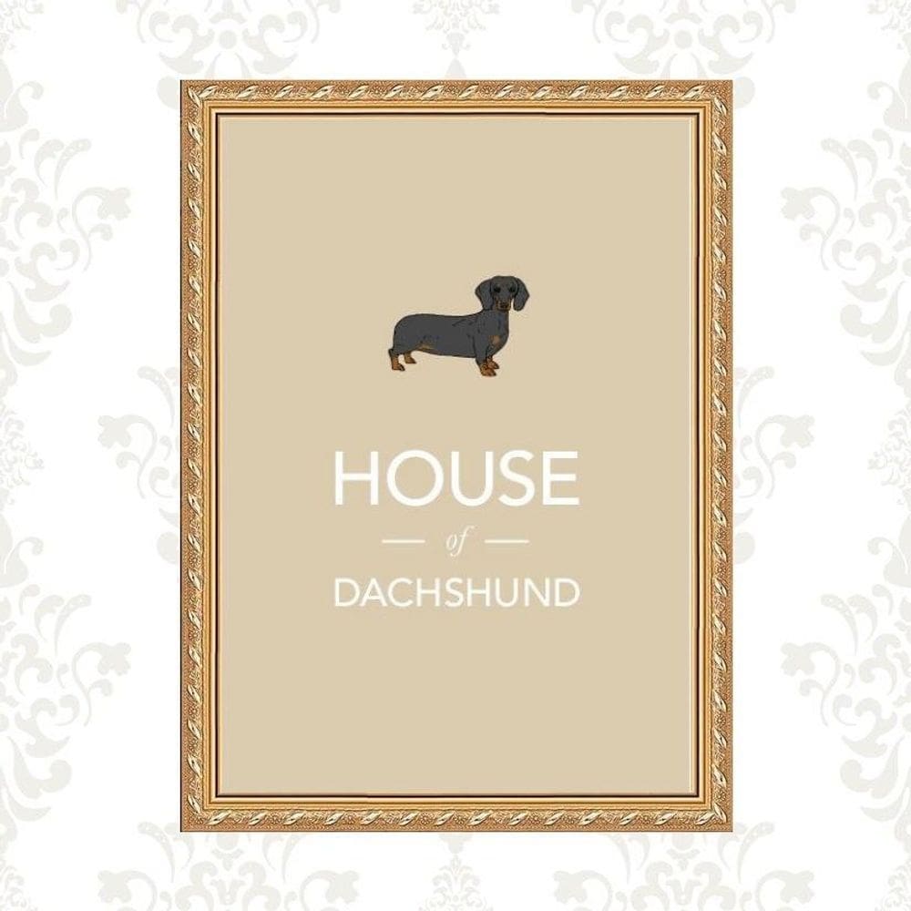 Quadro Moldura Dourada House Of Dachshund 45X34Cm