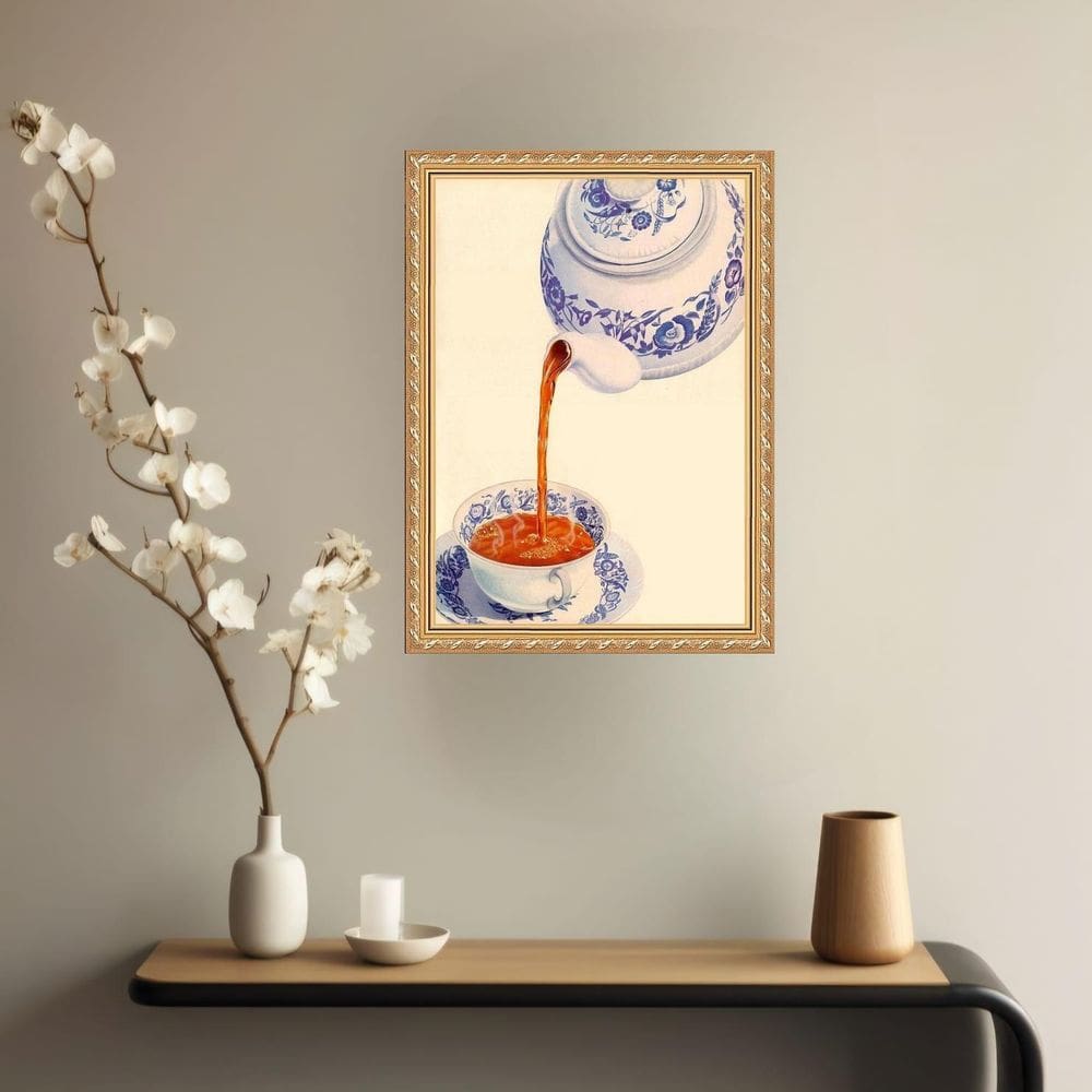 Quadro Decorativo Bule De Chá 33X24Cm - Com Vidro