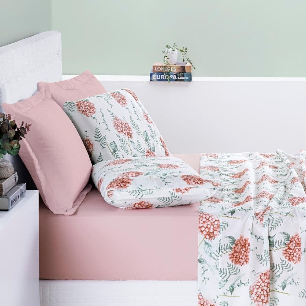 Conjunto Lencol Casal Queen Size Selin Algodao Estampada