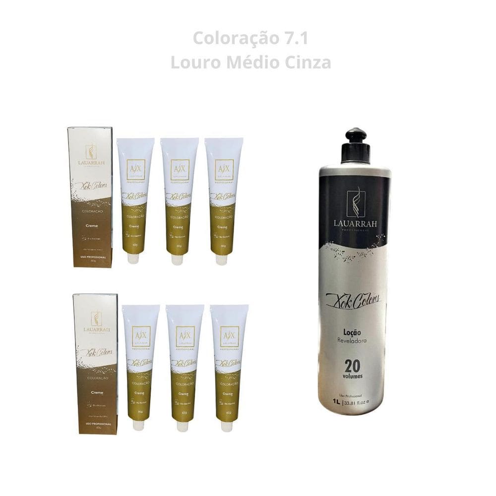 Kit 6 Colorações 7.1 Ax Lauarrah + 1 Ox 20 Vol Vita Derm