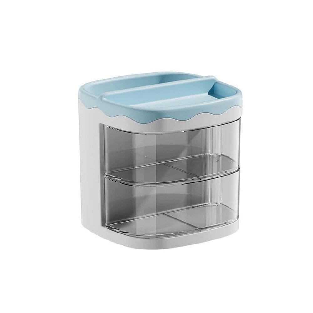 Porta Treco Azul E Branco Multiuso Com Gaveta Top House