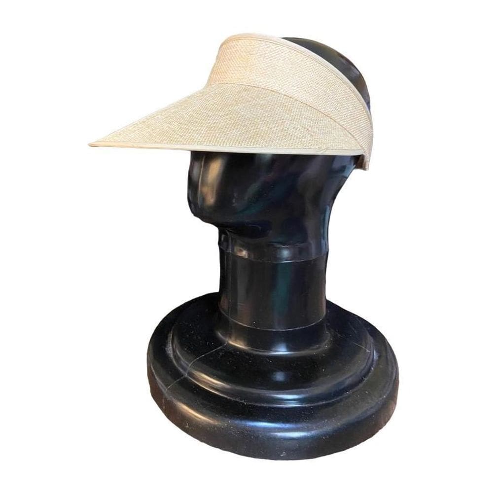 Viseira Feminina De Praia Palha Bege Aba Grande Proteção