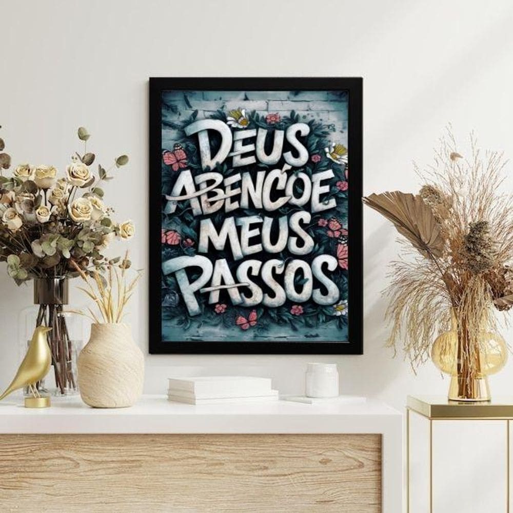 Quadro Decorativo Deus Abençoe Meus Passos 24X18Cm
