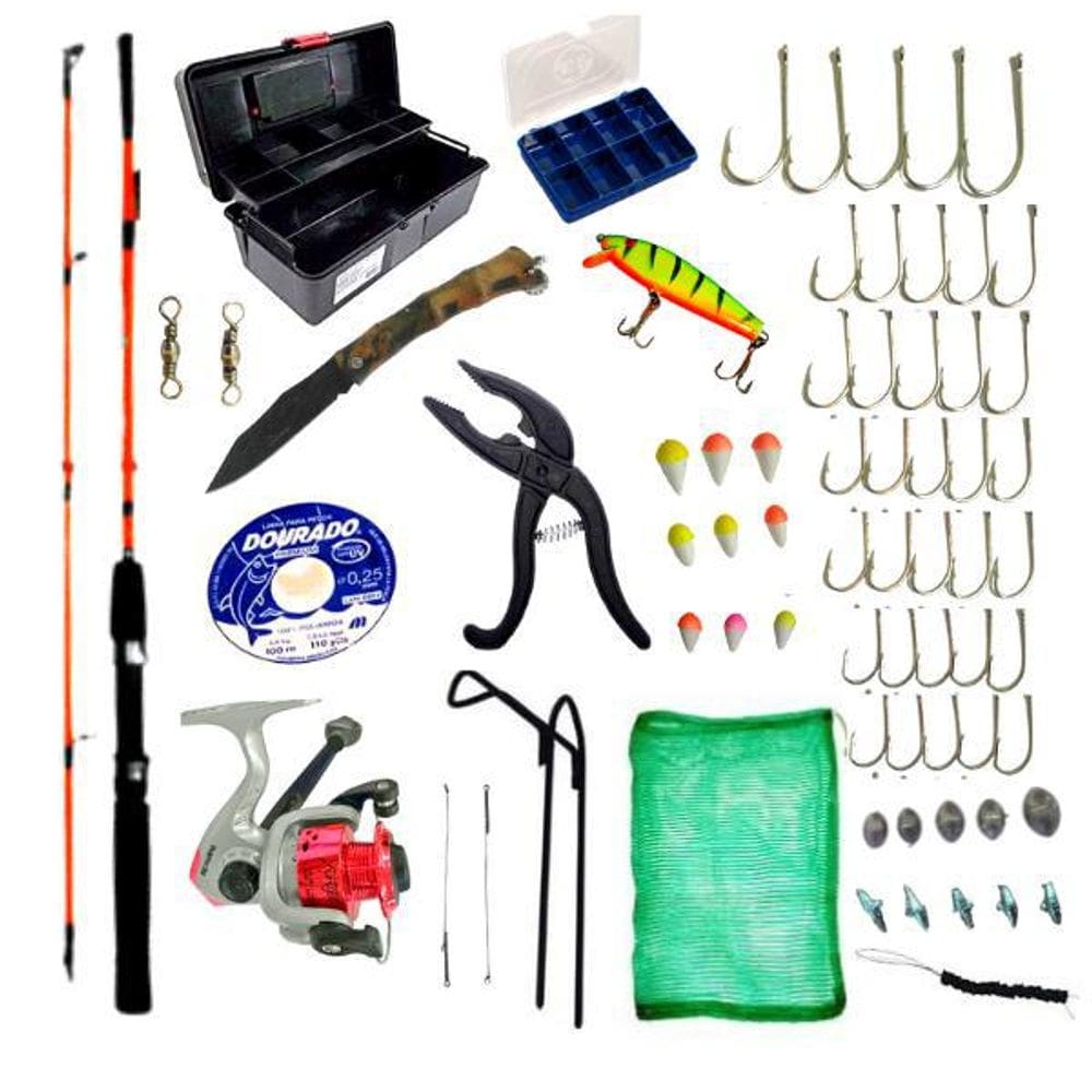 Kit Pesca Preparado Pescaria Vara Molinete Caixa Acessórios