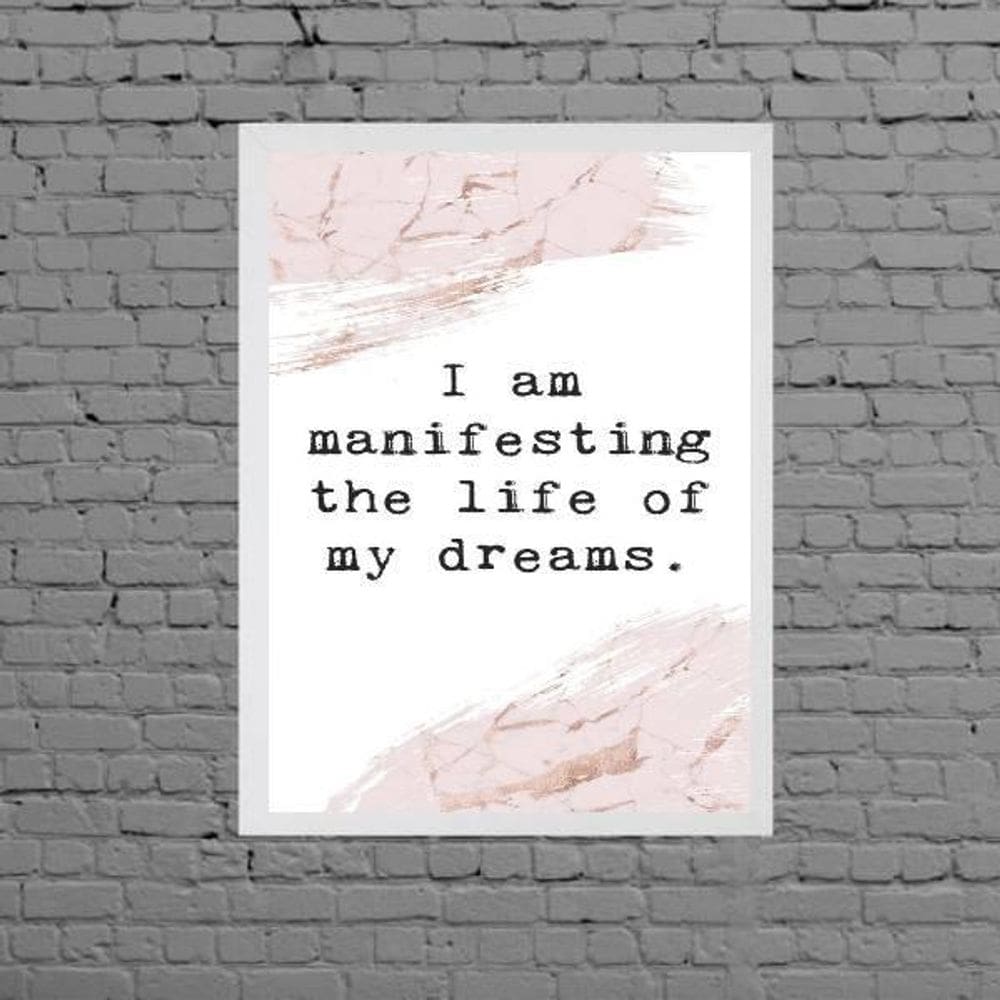 Quadro Decorativo Frase Lei De Atração 33X24 Moldura Branca