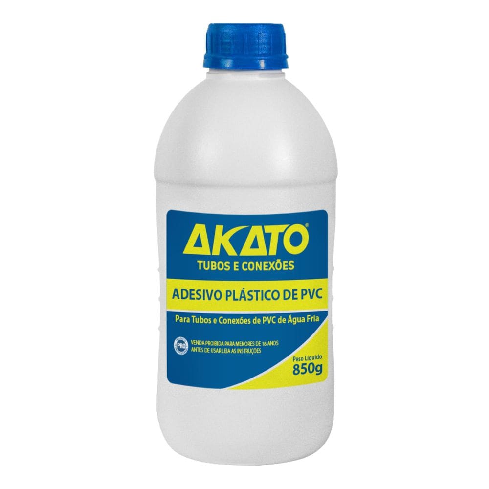 Cola Adesivo Plástico Para Pvc Em Frasco 850G - Akato