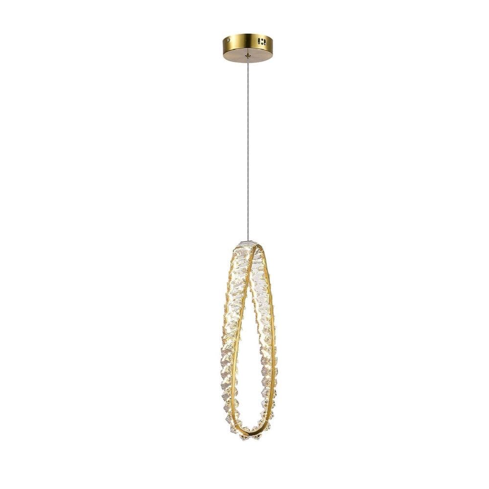 Pendente Moderno Cristal Walo Dourado Led 3000K Mais Luz