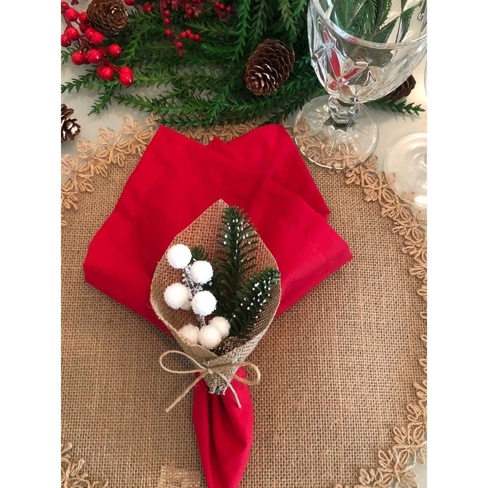 Porta Guardanapo Pregador Pick Natal Azevinho Branco 08Un