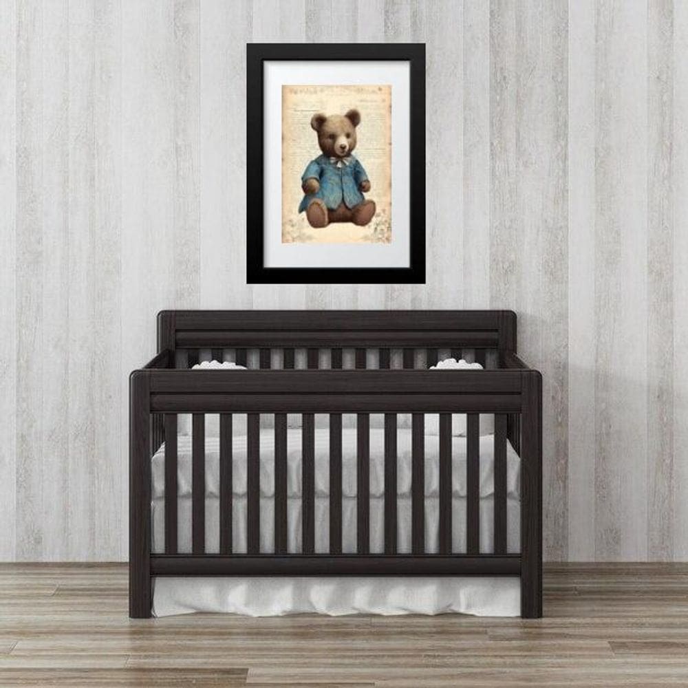 Quadro Infantil Urso Antigo Azul - 60X48Cm