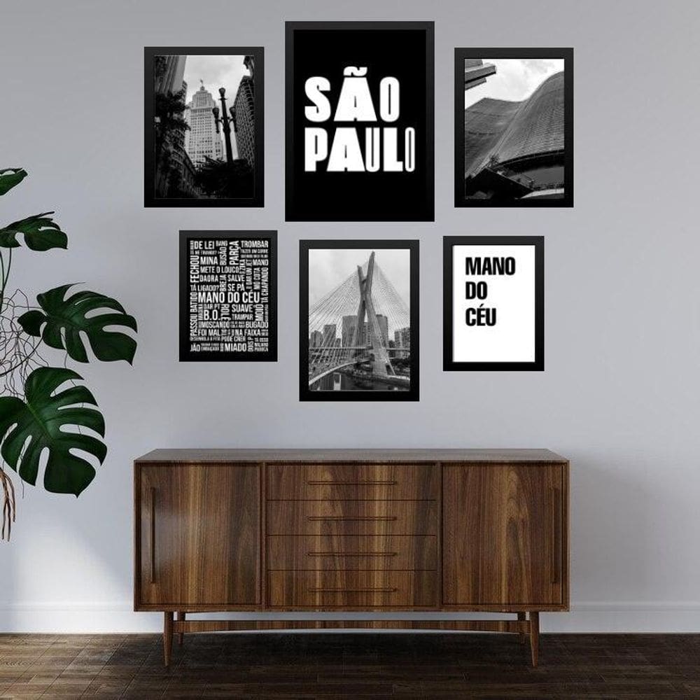 Composição 6 Quadros Cidade De - Com Vidro