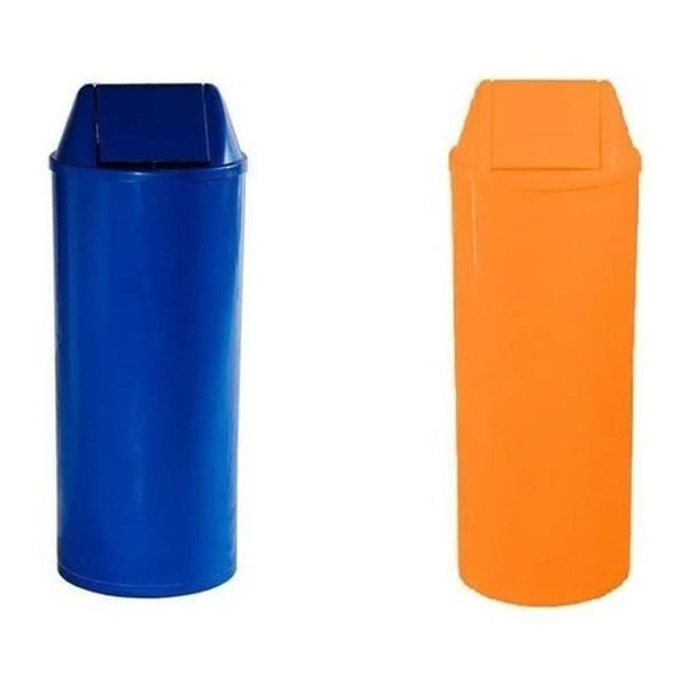 Cesto Lixeira 22L Com Tampa - 7 Uni Azul E 1 Uni Laranja