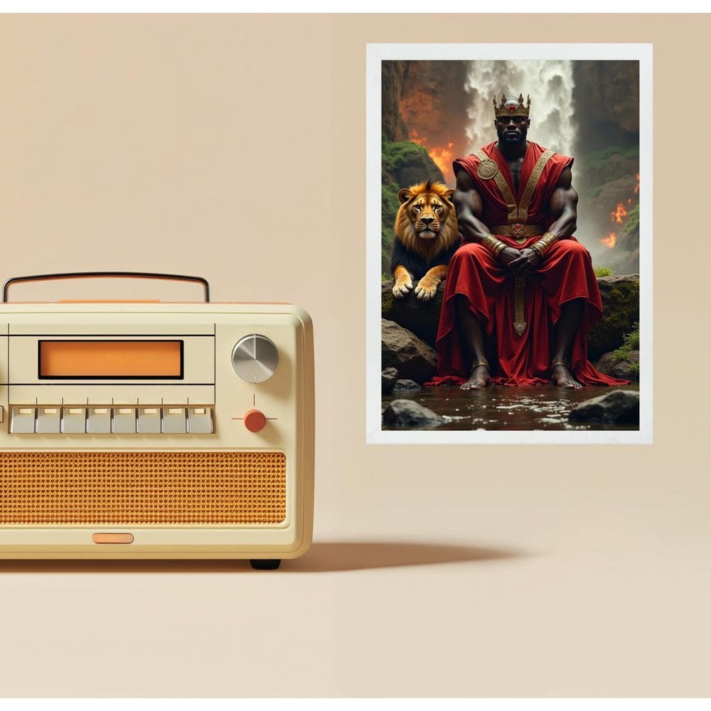 Quadro Decorativo Xangô Com Leão 33X24Cm