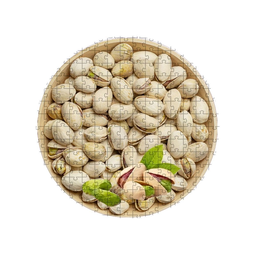 Quebra-Cabeça Redondo Prato De Pistache 50 Peças Mdf