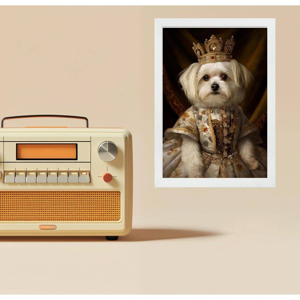 Quadro Maltês Rainha Da Casa 24X18Cm