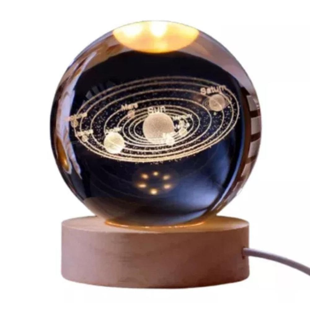 Luminária Bola De Cristal 3D Sistema Solar Decoração