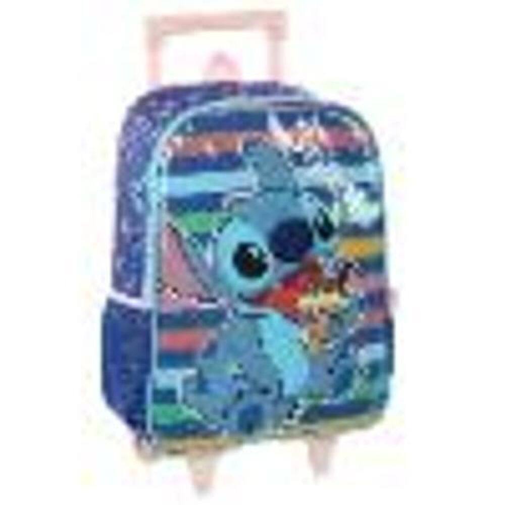 Mochila De Rodinhas Escolar Stitch Azul - Luxcel