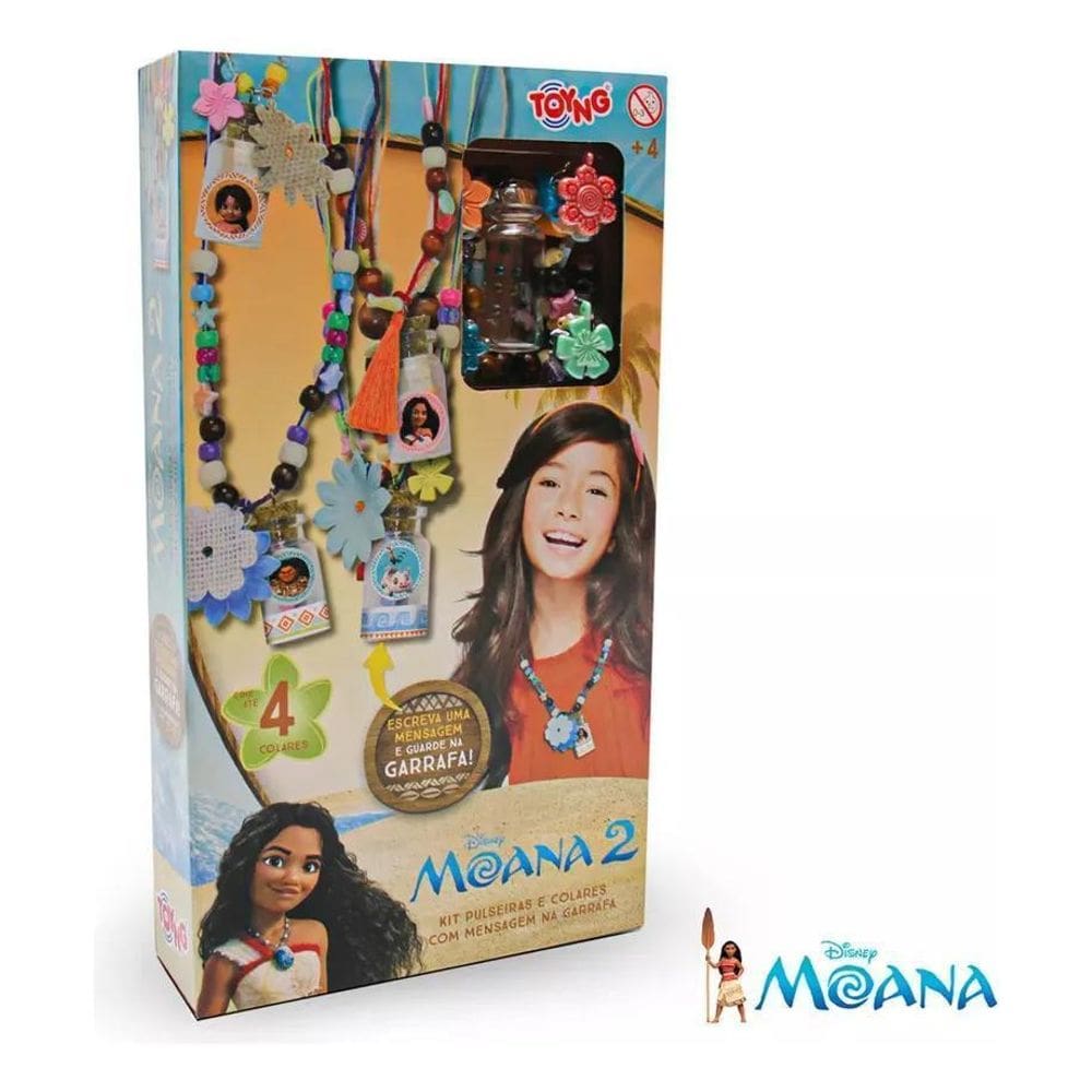 Kit Colar Moana Com Adesivos E Mensagem Na Garrafa Toyng