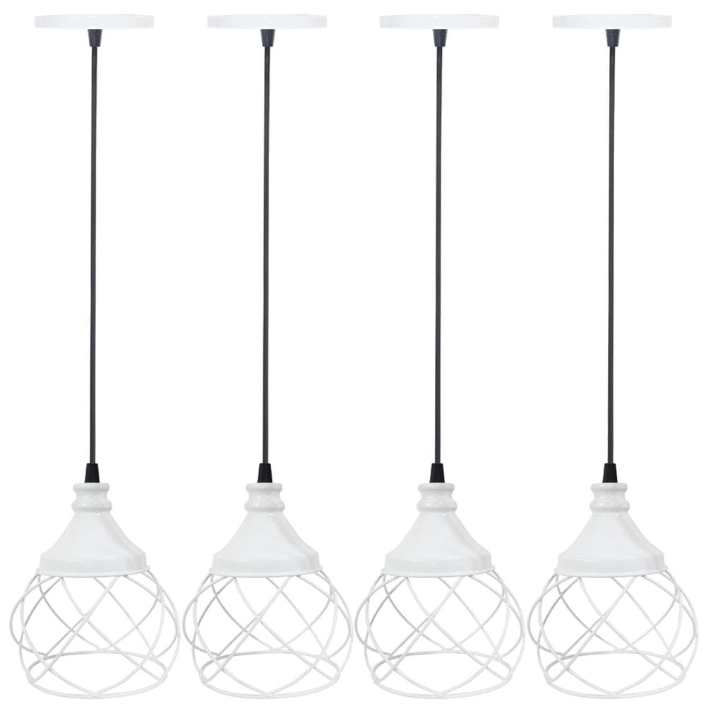 4 Pendentes Aramado E s f e r a B a l o n ê Lustre Luminária Teto Regulável Sala Cozinha Industrial Agp