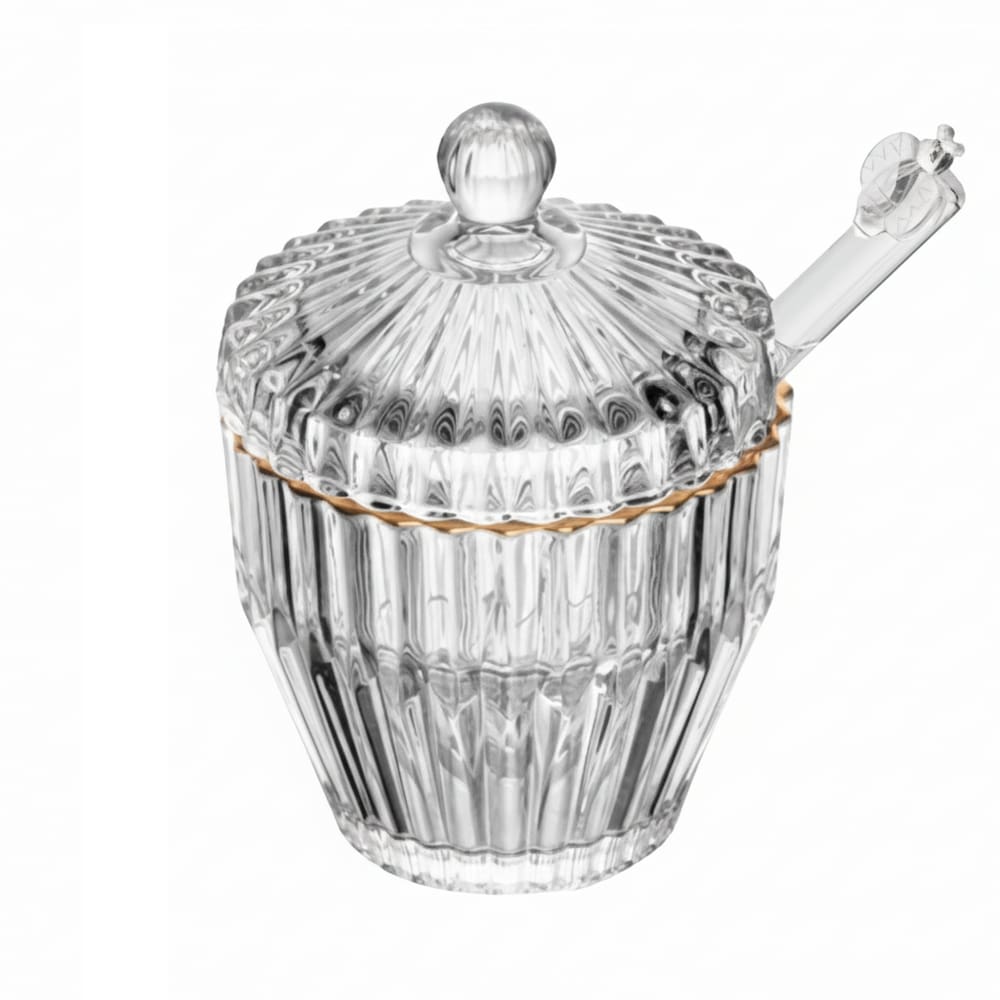 Meleira de Cristal Canelado C/Pegador Plástico Imperatriz C/Fio de Ouro 11x8cm Wolff