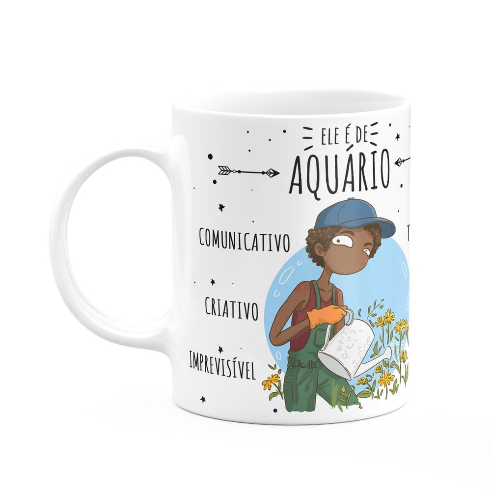 Caneca Signos Cartoon - Ele é de Aquário - M2 - 325ml