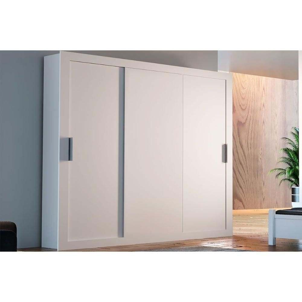 Guarda Roupa 3 Portas de Correr e 4 Gavetas Veneza Branco - Rufato