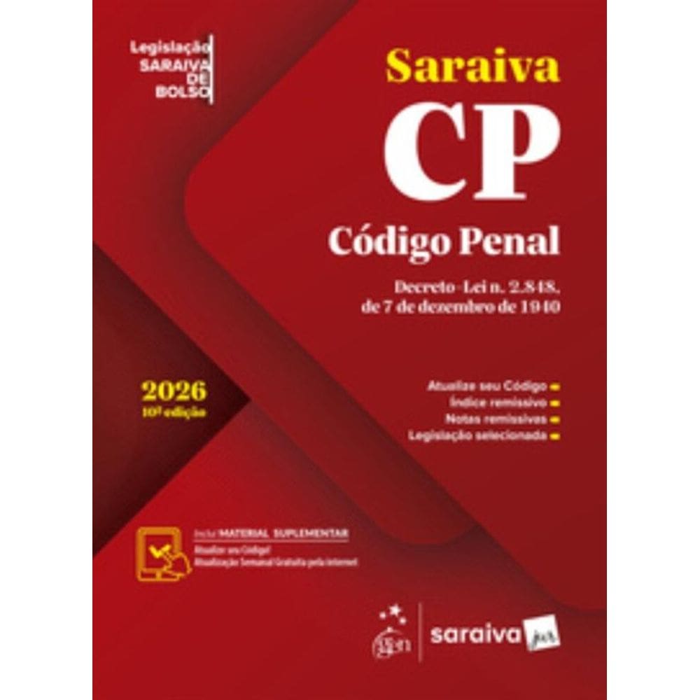 Código Penal - Legislação Saraiva De Bolso - 10ª Edição 2026