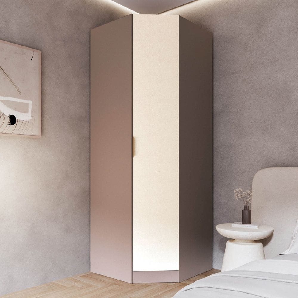 Guarda Roupa Modulado 100% Mdf de Canto Oblíquo Orion Cabecasa Madeiraoriginals Mocha/Linho