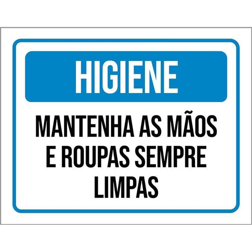 Placa Higiene Mantenha Mãos E Roupas Limpas 36X46