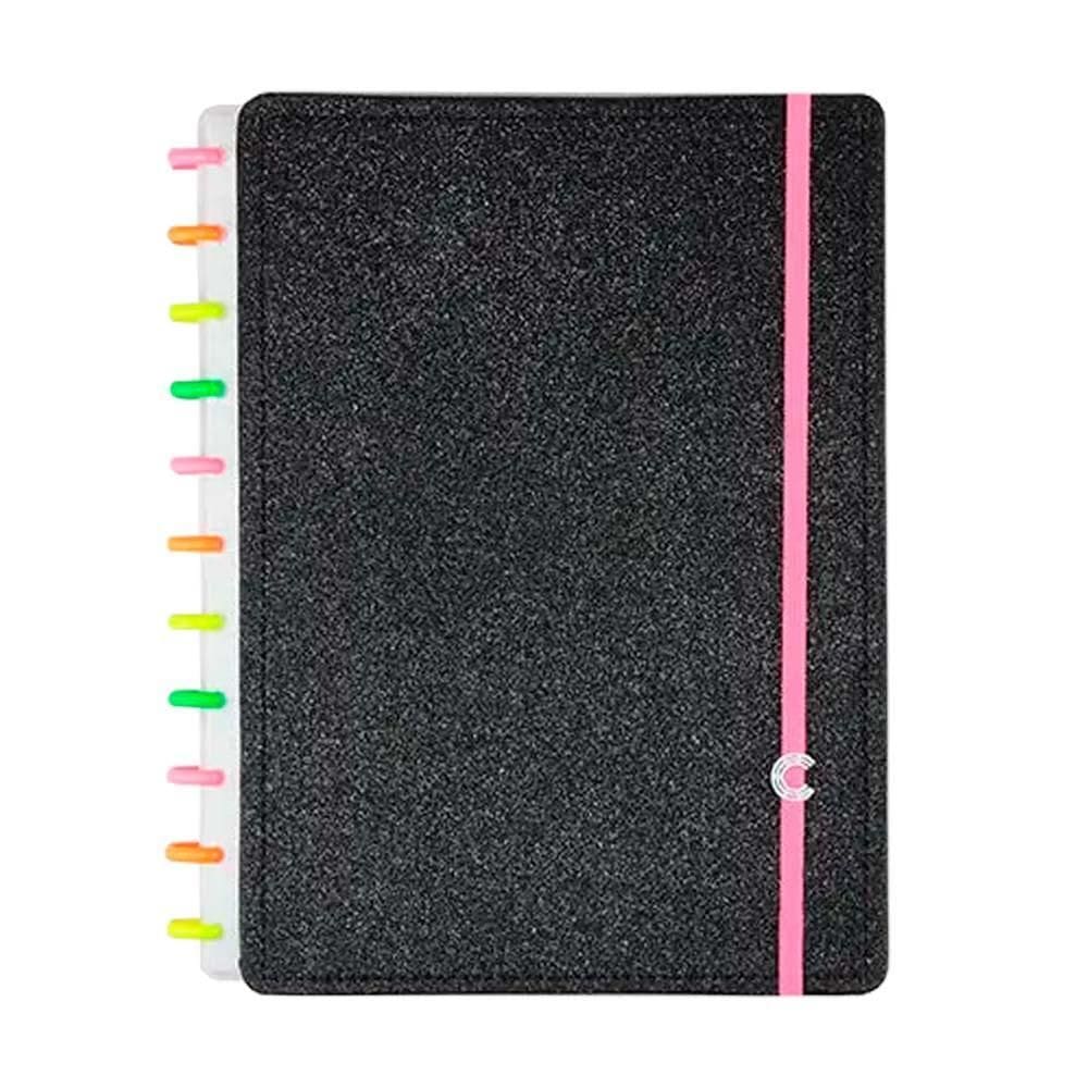 Caderno Inteligente Lets Glitters Neon Black 80Fls - Médio