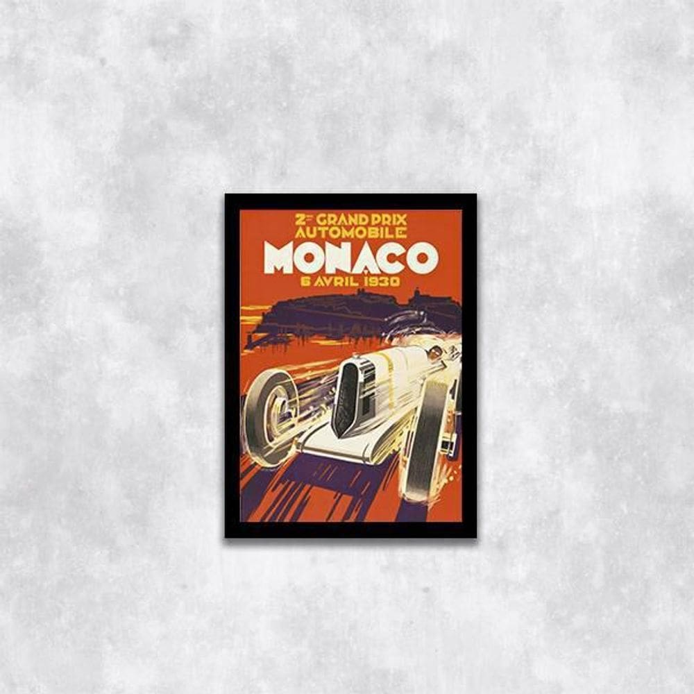 Quadro Carro De Corrida Em Mônaco 24X18Cm