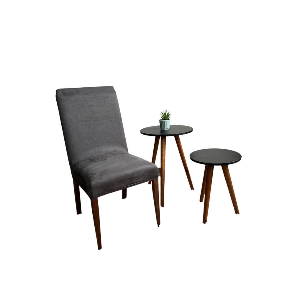 Capa De Cadeira Em Suede  Cinza Escuro