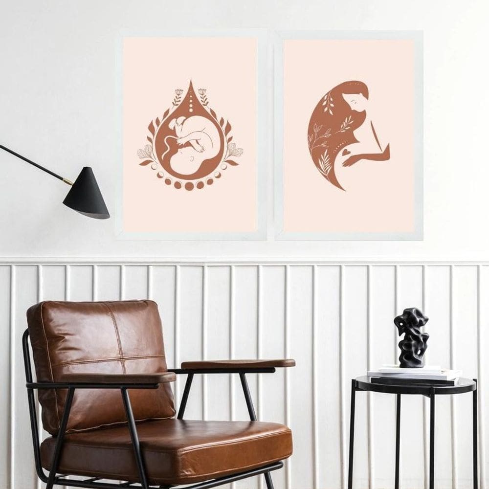 Kit 2 Quadros Ginecologia Maternidade Gestação 33X24Cm