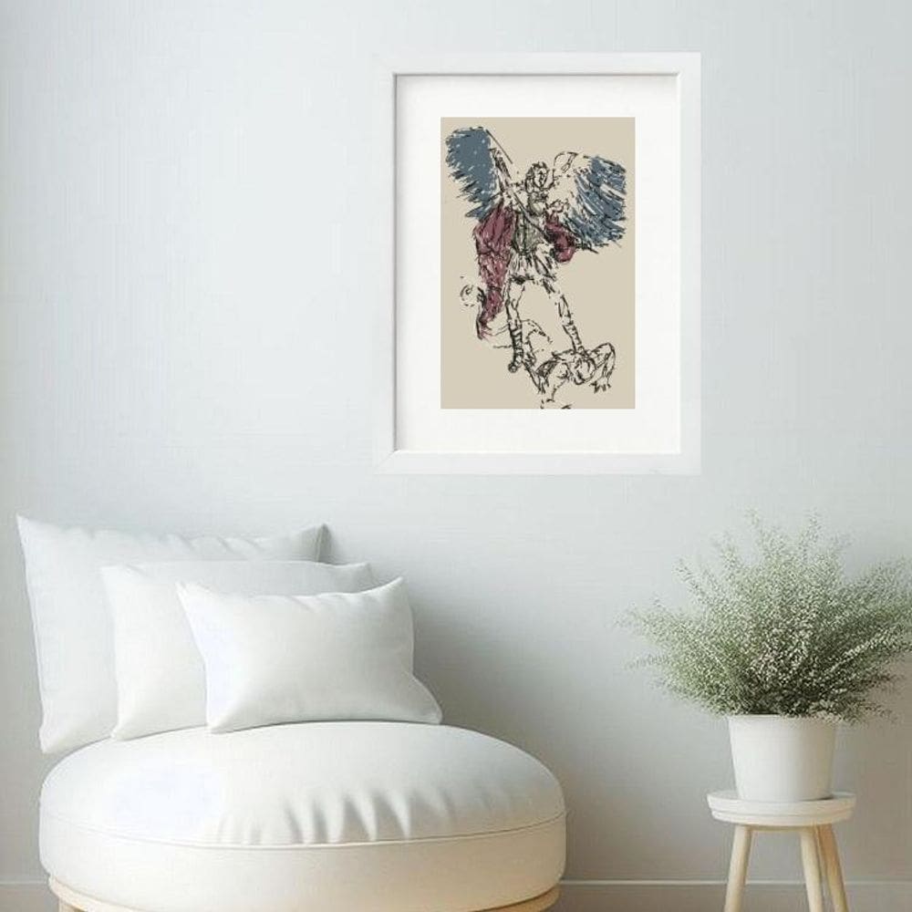 Quadro São Miguel Arcanjo Abstrato- 60X48Cm