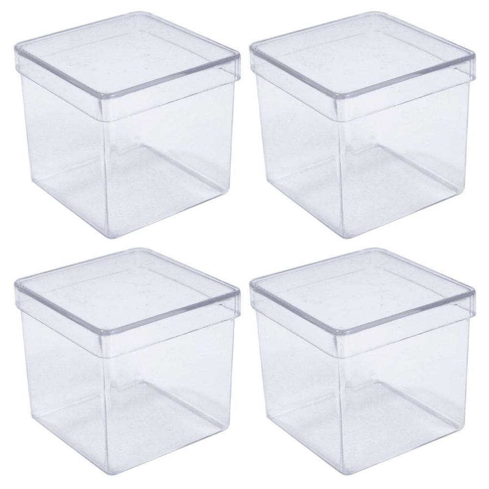 Caixinha Acrílica Com Tampa Transparente 5X5 50 Unidades