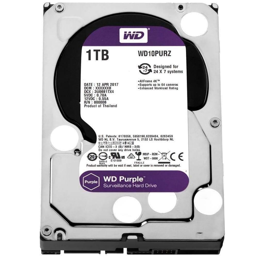 HD Interno 1TB SATA III 64MB Purple WD10PURZ Western Digital