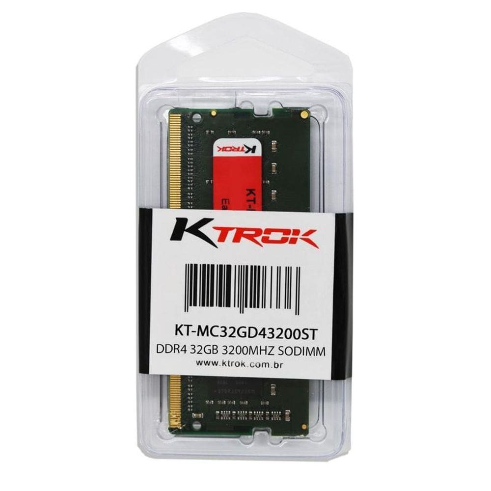 Memória 32GB DDR4 3200MHz Notebook Ktrok