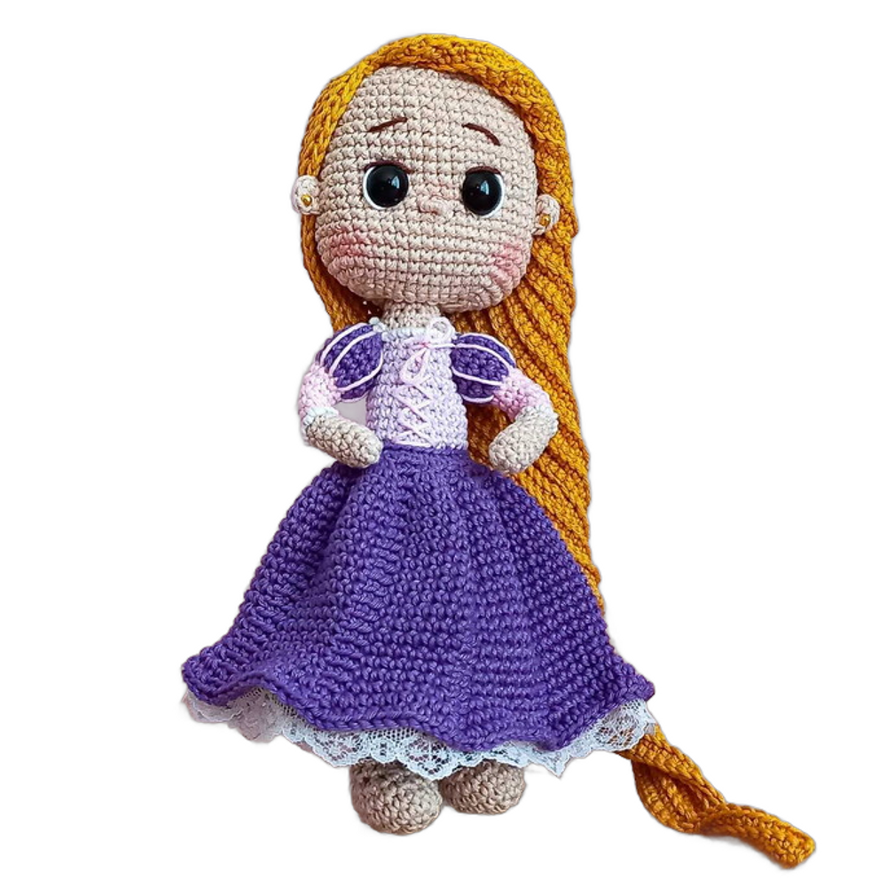 Princesa Amigurumi Crochê Artesanal em Linha de Algodão