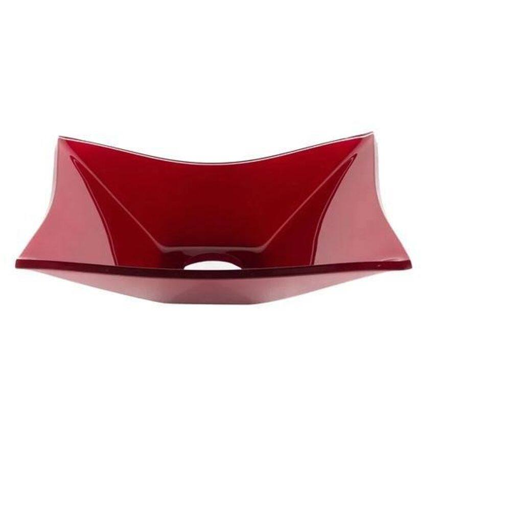 Cuba De Vidro Retangular 39Cm Vermelho Cereja