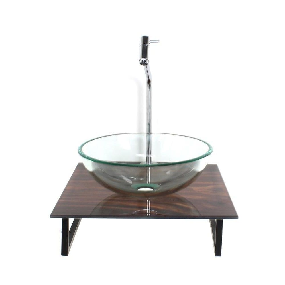 Kit Cuba Vidro Redonda 10Mm Incolor Tampo Vidro 40Cm X 40Cm