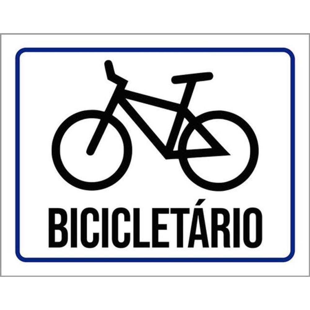 Kit 5 Placas Bicicletário Azul Desenho 36X46