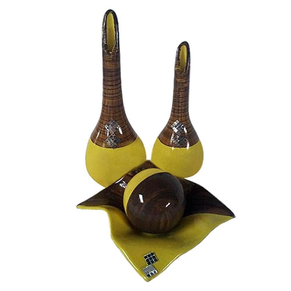 Vasos Par Lâmpadas E Centro De Mesa Cerâmica Amarelo