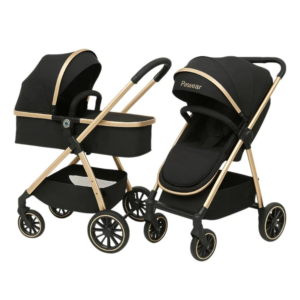 Carrinho De Bebe Move Preto Golden Dourado - Passear Baby