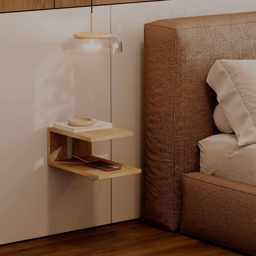 Mesa de Cabeceira Oslo 23x15cm Carvalho Quarto